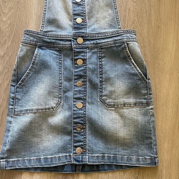 Celebrity Pink Overall Denim Dress Girls M Blue Light Wash Adjustable Button Up - Picture 6 of 14